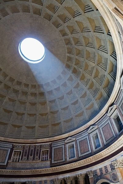 A shaft of light through the dome of the Pantheon, UNESCO World Heritage Site, Rome, Lazio, Italy, Europe