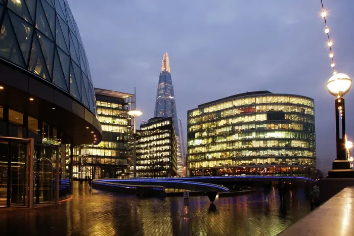 Framed Print : The Shard, The City Hall and office buildings at night, London, England, United Kingdom Framed Print : The Shard, The City Hall and office buildings at night, London, England, United Kingdom