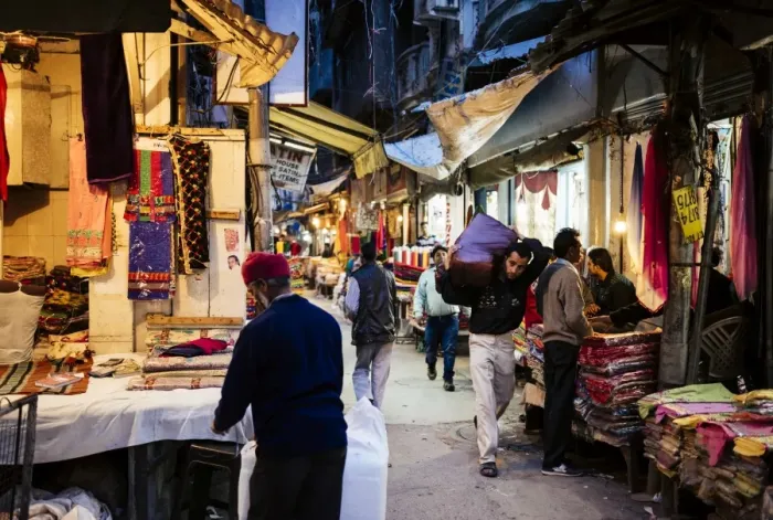 Framed Print : Shastri Textiles Market at night, Amritsar, Punjab, India, Asia Framed Print : Shastri Textiles Market at night, Amritsar, Punjab, India, Asia