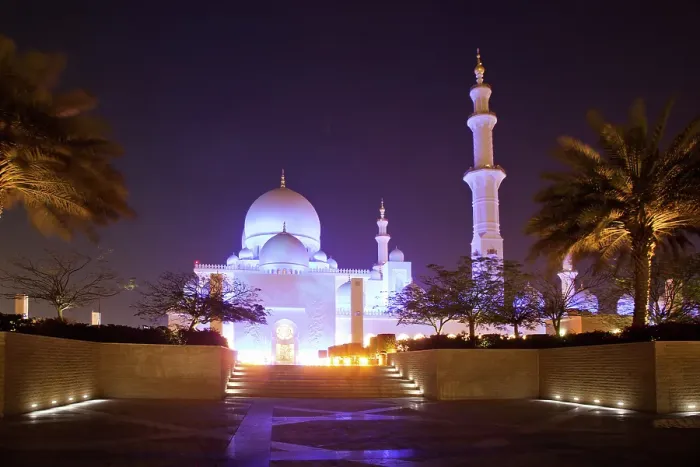 Framed Print : Sheikh Zayed Grand Mosque at dusk, Abu Dhabi, United Arab Emirates