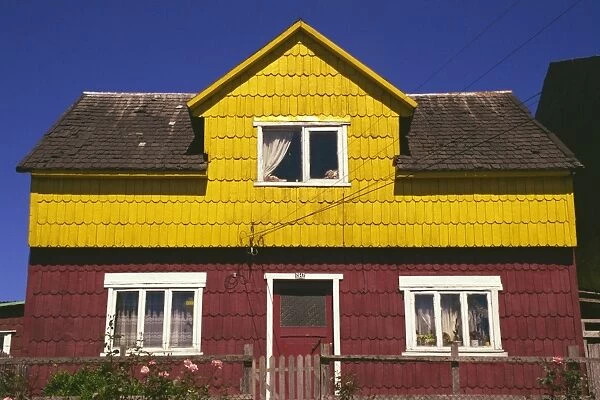 Shingle tiled house, Puerto Montt, Chile, South America