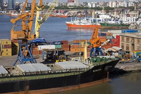 Ship docked in the Commercial Port of Montevideo, Uruguay, South America