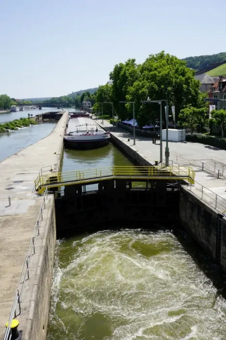 Framed Print : Ship in lock on River Main, Wurzburg, Bavaria, Germany, Europe Framed Print : Ship in lock on River Main, Wurzburg, Bavaria, Germany, Europe