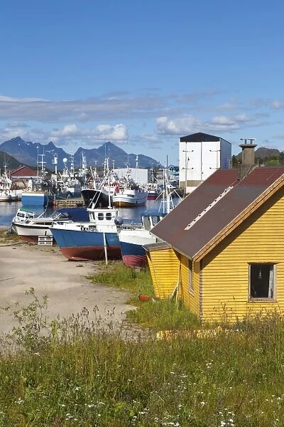 The shipping town of Ballstad, Vestvagoy, Lofoten Islands, Nordland, Norway, Scandinavia, Europe