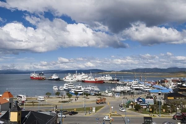 Ships in docks in the southernmost city in the world, Ushuaia, Argentina, South America