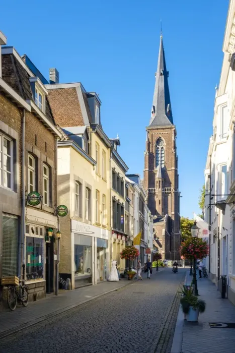 Framed Print : Shopping streets in Wyck quarter, Mstricht, Limburg, Netherlands, Europe