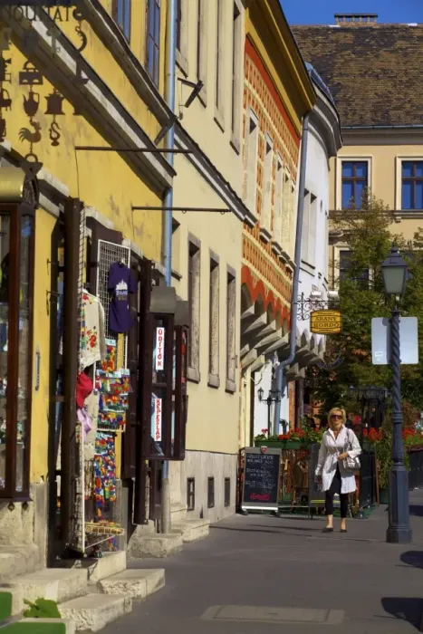 Framed Print : Shops on Castle Hill, Budapest, Hungary, Europe Framed Print : Shops on Castle Hill, Budapest, Hungary, Europe