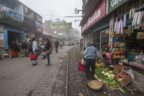 Shops display products arriving thanks to the Indian Railways, Darjeeling, India, Asia