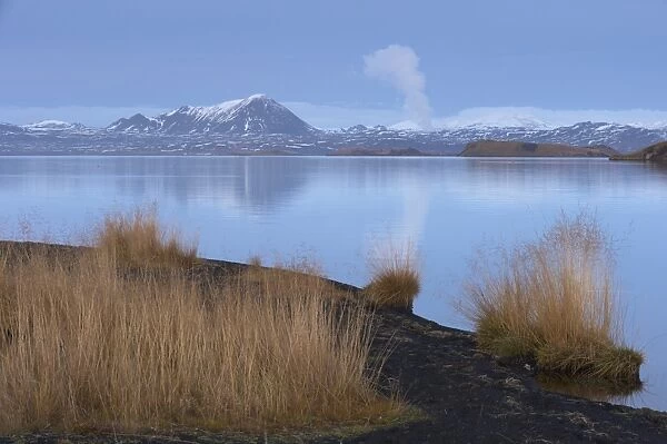 Shores of Lake Myvatn, Mount Hlidarfjall, 771m, visible in the distance