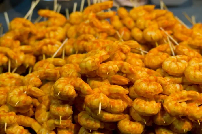 Framed Print : Shrimps on a food stall, Ho Chi Minh City (Saigon), Vietnam, Indochina