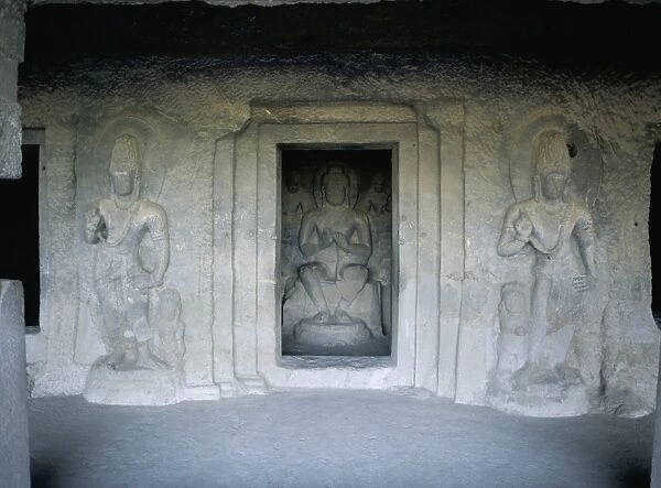 Shrine guarded by Bodhisattva figures