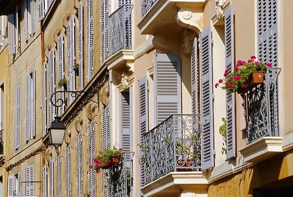 Shutters and balconies, Aix en Provence, Provence, France, Europe