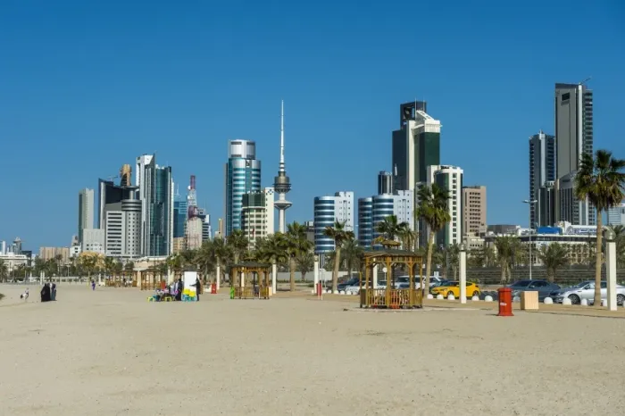 Framed Print : Shuwaikh beach and skyline of Kuwait City, Kuwait, Middle East Framed Print : Shuwaikh beach and skyline of Kuwait City, Kuwait, Middle East