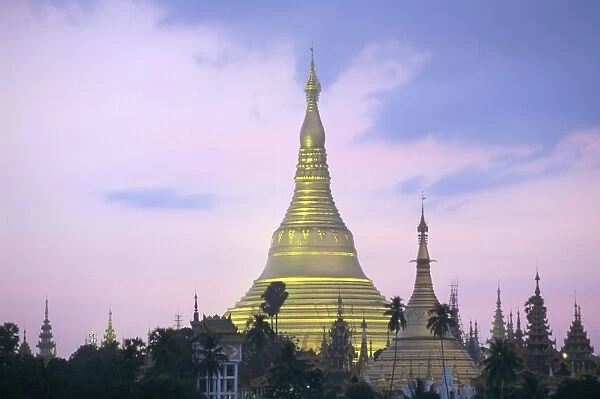 Shwe Dagon Pagoda (Shwedagon Paya) at dusk, Yangon (Rangoon), Myanmar (Burma), Asia