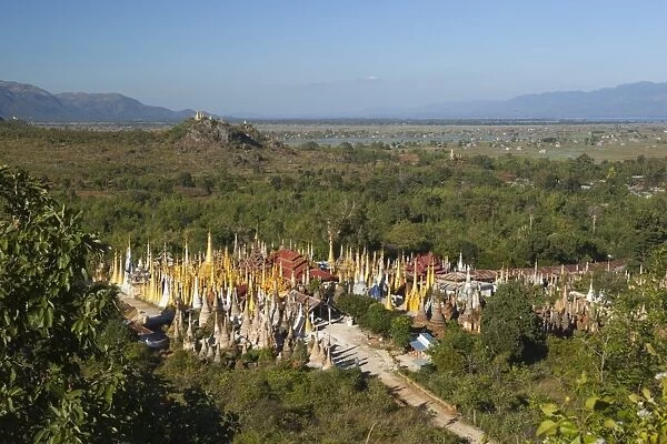 Shwe Inn Thein Pagoda, containing 1054 17th and 18th century Zedi, Inle Lake, Shan State, Myanmar (Burma), Asia