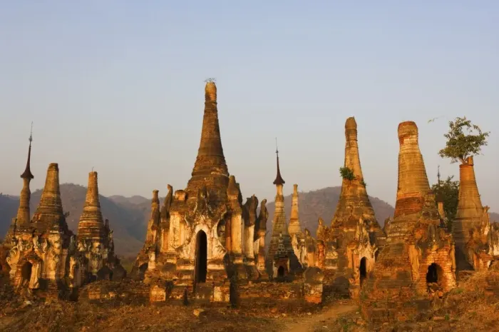 Framed Print : Shwe Inn Thein stupas, Indein, Myanmar (Burma), Asia Framed Print : Shwe Inn Thein stupas, Indein, Myanmar (Burma), Asia