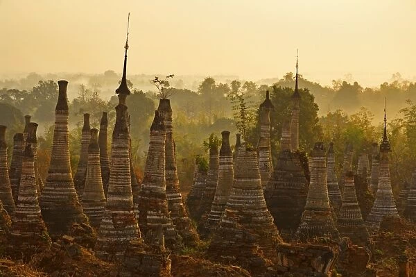 Shwe Inn Thein stupas, Indein, Myanmar (Burma), Asia