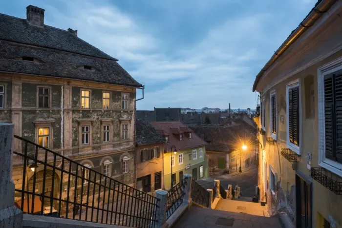Framed Print : Sibiu, a 12th century Saxon city at night, Transylvania, Romania, Europe Framed Print : Sibiu, a 12th century Saxon city at night, Transylvania, Romania, Europe