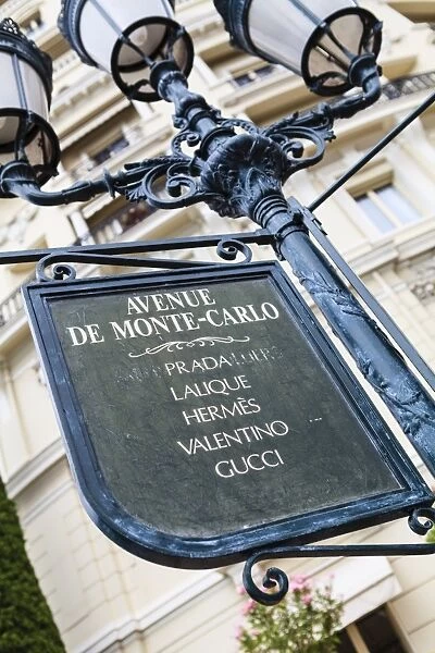 Sign for exclusive shops, Monaco-Ville, Monaco, Europe