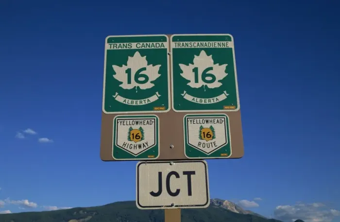 Framed Print : Sign near Jasper, Rocky Mountains, Alberta, Canada, North America