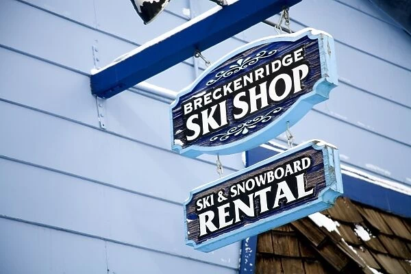 Sign outside ski rental store