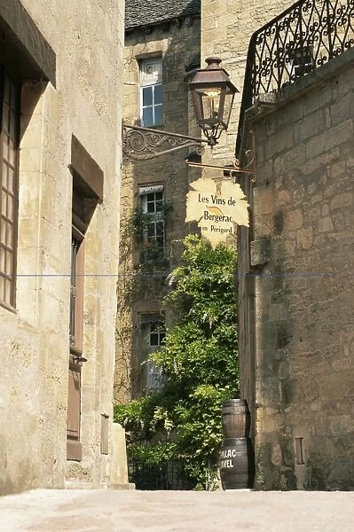 Sign promoting local wines, Sarlat-la-Caneda, Dordogne, Aquitaine, France, Europe