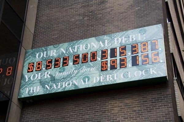 Sign showing the National Debt of the United States