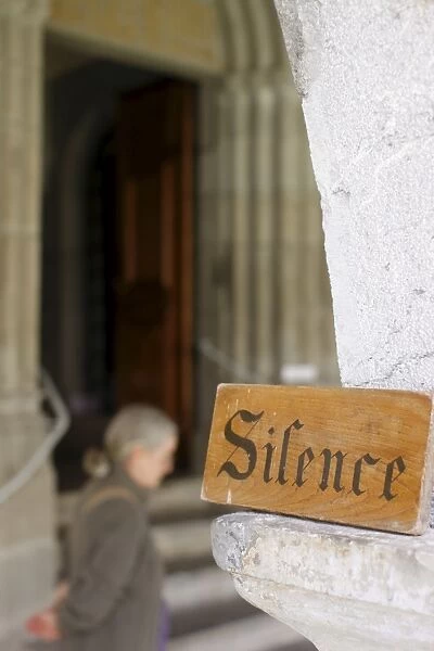 Silence sign in monastery, Le Reposoir, Haute-Savoie, France, Europe