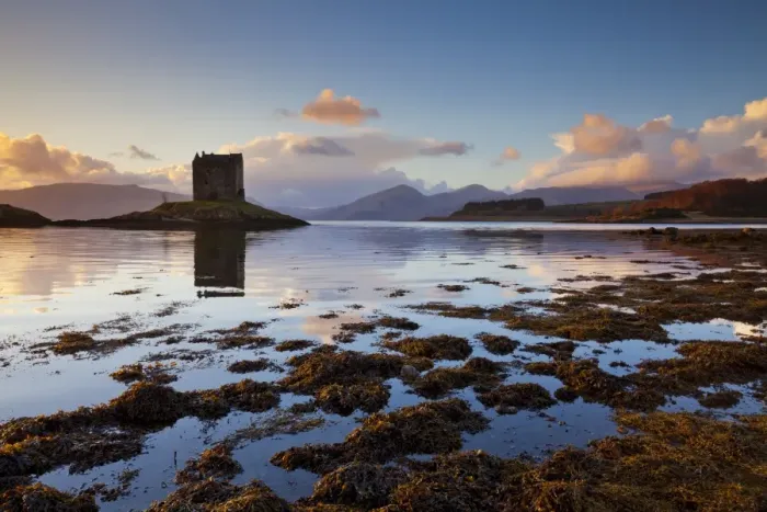 Framed Print : Silhouette of Castle Stalker, a Tower House or Keep, used often as a film set Framed Print : Silhouette of Castle Stalker, a Tower House or Keep, used often as a film set