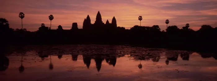 Framed Print : Silhouette and reflections of the temple of Angkor Wat at sunrise, UNESCO World Heritage Site Framed Print : Silhouette and reflections of the temple of Angkor Wat at sunrise, UNESCO World Heritage Site