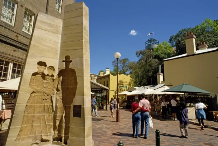 Framed Print : Silhouette sculpture in a square in The Rocks area, Sydney, New South Wales Framed Print : Silhouette sculpture in a square in The Rocks area, Sydney, New South Wales