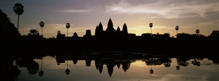 Framed Print : Silhouette of the temple of Angkor Wat reflected in the lake, UNESCO World Heritage Site Framed Print : Silhouette of the temple of Angkor Wat reflected in the lake, UNESCO World Heritage Site
