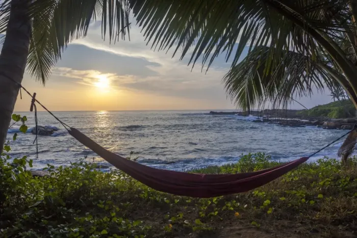 Framed Print : Silhoutte of an empty beach hammock at the beach, Tangalle, Sri Lanka, Asia Framed Print : Silhoutte of an empty beach hammock at the beach, Tangalle, Sri Lanka, Asia