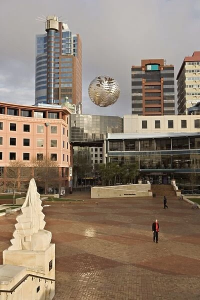 Silver fern globe suspended over the civic square