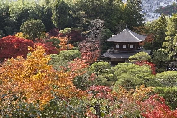 The Silver Pavilion and gardens in autumn, Buddhist Temple of Ginkaku-ji, Northern Higashiyama