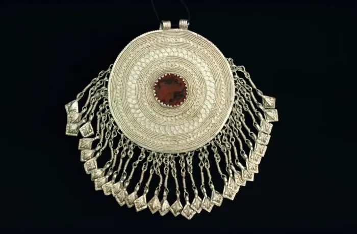 Framed Print : Silver pendant worn by women of old tribes in Sind Framed Print : Silver pendant worn by women of old tribes in Sind