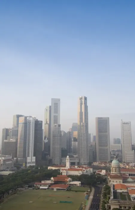 Framed Print : Singapore skyline with the Padang and Colonial District Framed Print : Singapore skyline with the Padang and Colonial District