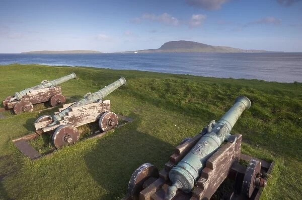 Skansin fort, old fort guarding Torshavn and its harbour, with old brass cannons