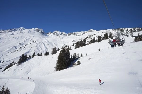 Ski lift and winter snow, St. Anton am Arlberg, Austrian Alps, Austria, Europe