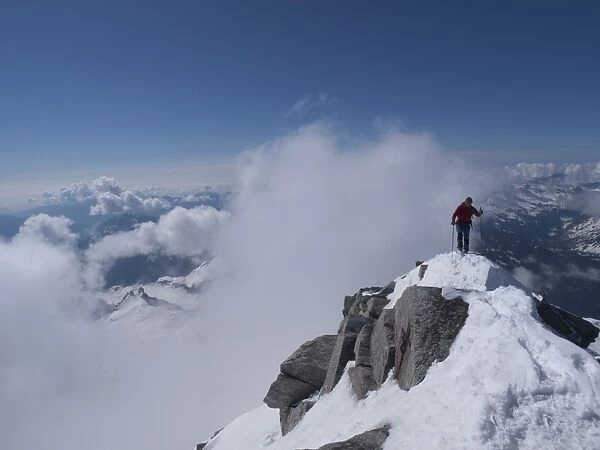 Skier on Mount Rosa, Italian Alps, Piedmont, Italy, Europe