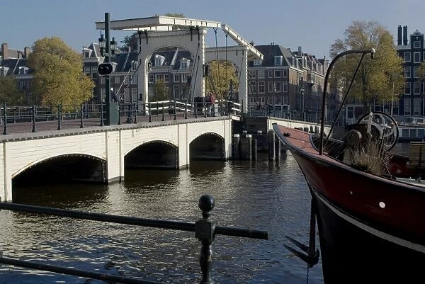 Skinny Bridge over Amstel River, Amsterdam, Netherlands, Europe