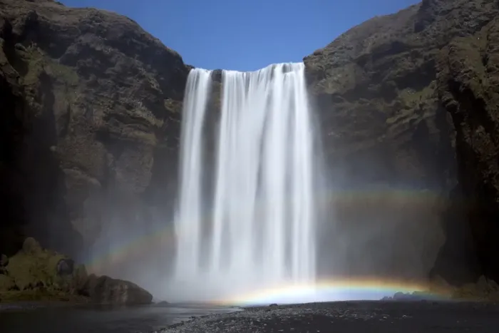 Framed Print : Skogafoss waterfall with double rainbow, South Iceland, Iceland, Polar Regions Framed Print : Skogafoss waterfall with double rainbow, South Iceland, Iceland, Polar Regions