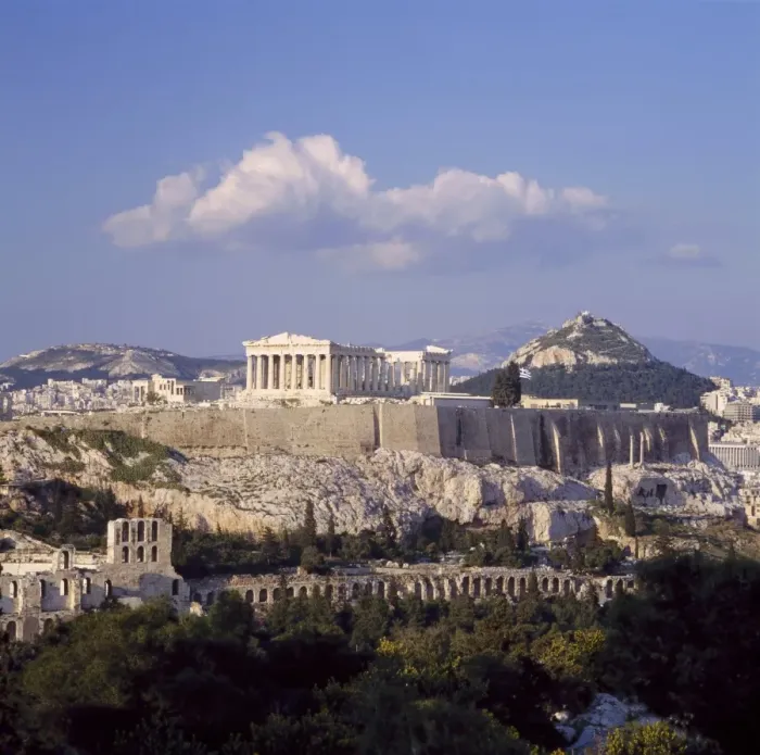 Framed Print : Skyline of the Acropolis with Lykabettos Hill in the background Framed Print : Skyline of the Acropolis with Lykabettos Hill in the background