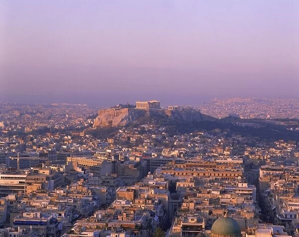 Skyline with Acropolis in middle distance taken over the city from Lykavittus Hill