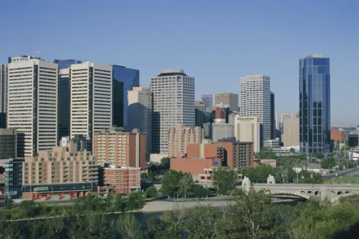 Framed Print : Skyline of central business district, Calgary, Alberta, Canada, North America Framed Print : Skyline of central business district, Calgary, Alberta, Canada, North America