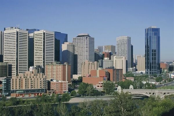 Skyline of central business district, Calgary, Alberta, Canada, North America