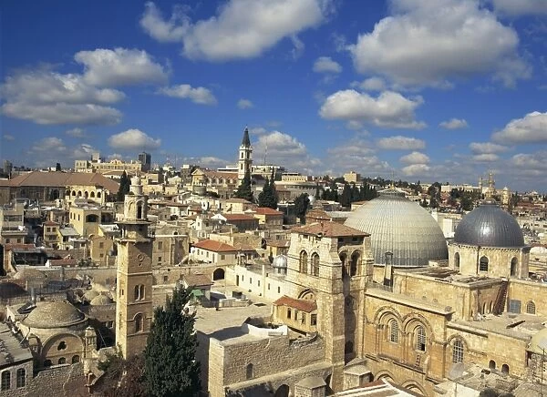 Skyline with Church of the Holy Sepulchre in the foreground and the Old City of Jerusalem