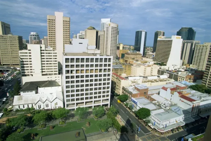 Framed Print : The skyline from City Hall looking towards King George Square and Adelaide Street in Brisbane Framed Print : The skyline from City Hall looking towards King George Square and Adelaide Street in Brisbane