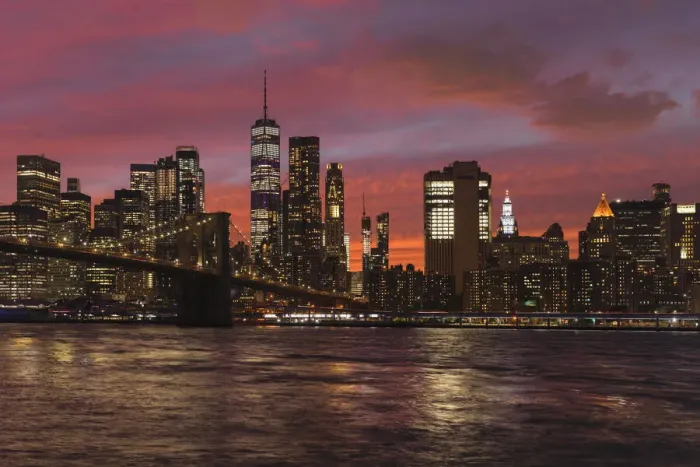 Framed Print : Skyline of Downtown Manhattan with One World Trade Center and Brooklyn Bridge Framed Print : Skyline of Downtown Manhattan with One World Trade Center and Brooklyn Bridge