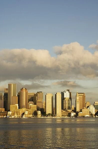 The skyline of the Financial District across Boston Harbor